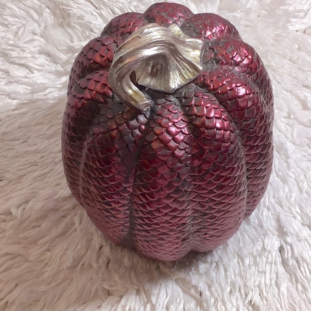 VERY pretty Burgundy pumpkin with silver stem  EUC